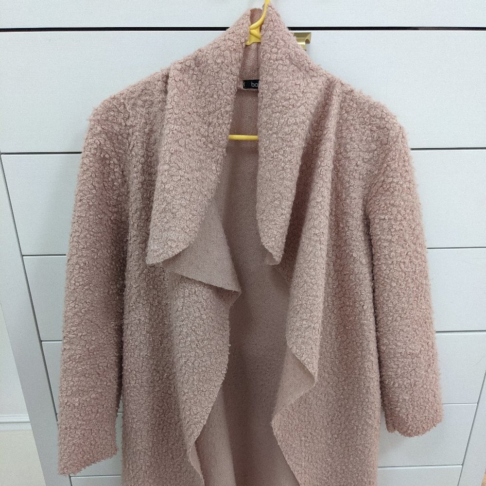 Pink 3/4 length coat with belt
